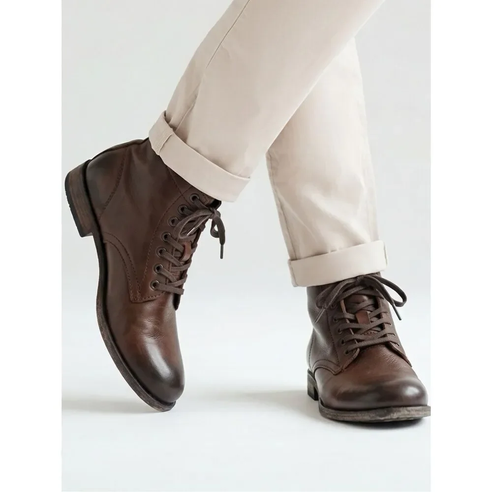 FRYE | Tyler Lace Up Cognac Brown Leather Boots Men’s Size 8